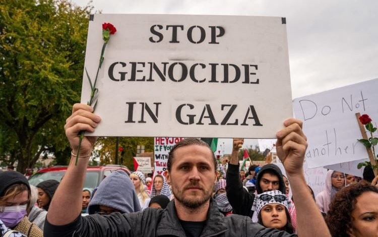 Ilustrasi aksi tolak genosida di Gaza